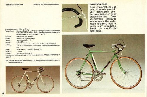 An original advertisment of the bike from the 70s - with specification of original parts