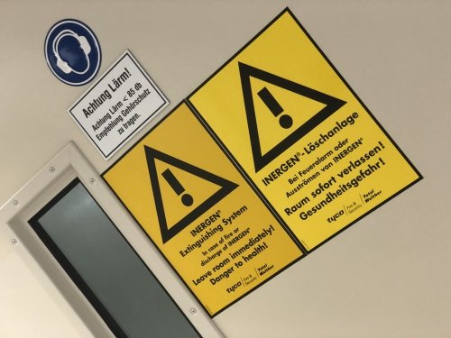 German warning signs inside the data centre (somehow they feel slightly more serious...)
