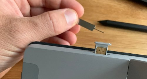Installing the SIM in the Surface Go 2 tablet
