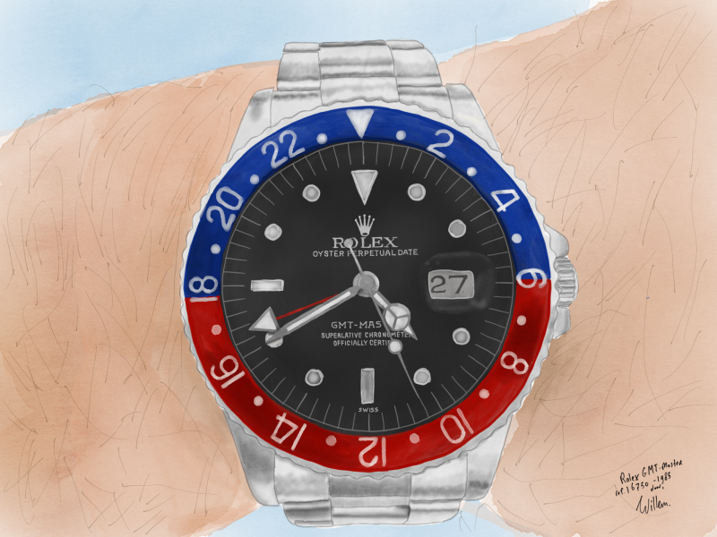Drawing a Rolex GMT-Master using Apple Pencil on iPad Pro with the 